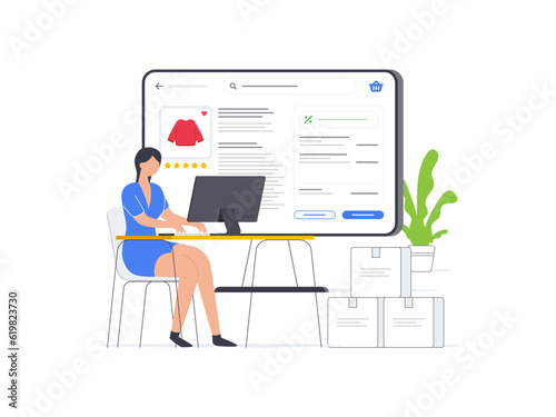 Flat style vector illustration design of dropshipper ordering process. Simplified visual representation of dropshipping business model.