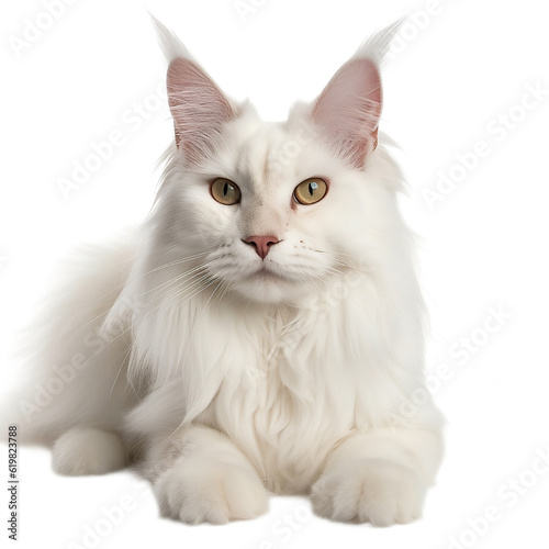 maine coon cat isolated on transparent background