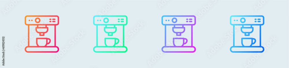 Coffee machine line icon in gradient colors. Coffeemaker signs vector illustration.
