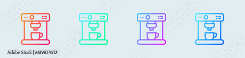 Coffee machine line icon in gradient colors. Coffeemaker signs vector illustration.