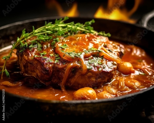 Ossobuco alla Milanese, showing the tender veal shank and the rich, savory sauce