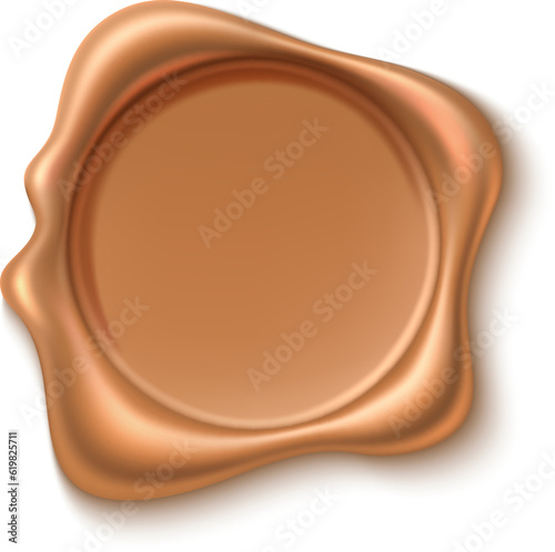Bronze wax stamp. Realistic shiny signature seal