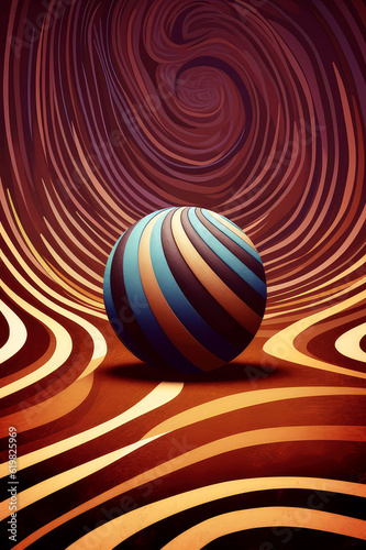 Optical Odyssey: A Striped Sphere Anchoring a Vortex of Swirling Patterns