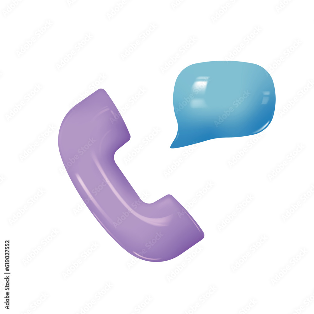 3d Phone handset with speech bubble. Vector 3d Phone handset with speech bubble. Vector