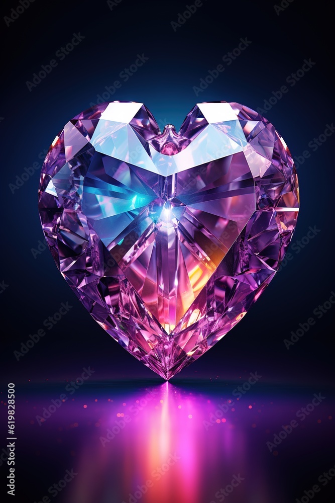 crystal heart on the background. 3d rendering. 3D illustration, Generative AI crystal heart on the background. 3d rendering. 3D illustration, Generative AI