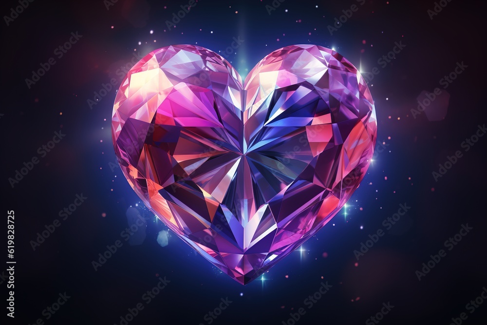 crystal heart on the background. 3d rendering. 3D illustration, Generative AI crystal heart on the background. 3d rendering. 3D illustration, Generative AI