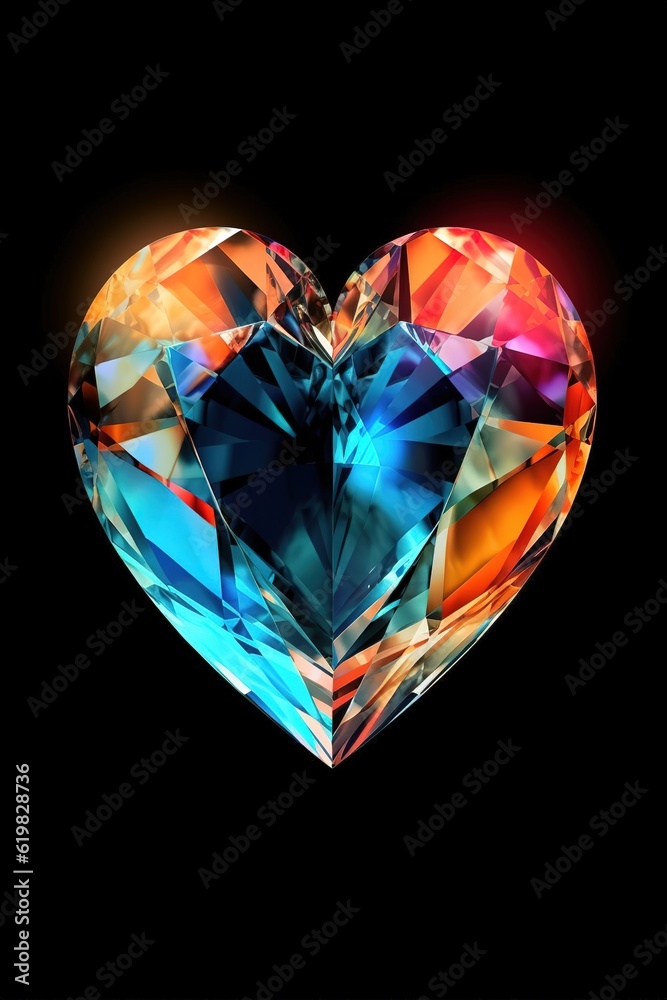 crystal heart on the background. 3d rendering. 3D illustration, Generative AI crystal heart on the background. 3d rendering. 3D illustration, Generative AI