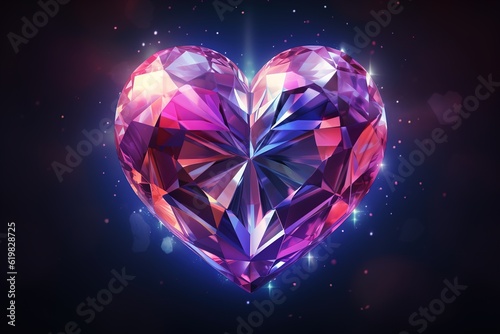 crystal heart on the background. 3d rendering. 3D illustration, Generative AI © Irina