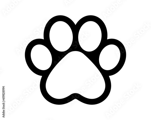 Paw icon. Dog, cat paw icon. Zoo, vet logo element. Paw print vector symbol. Line style.