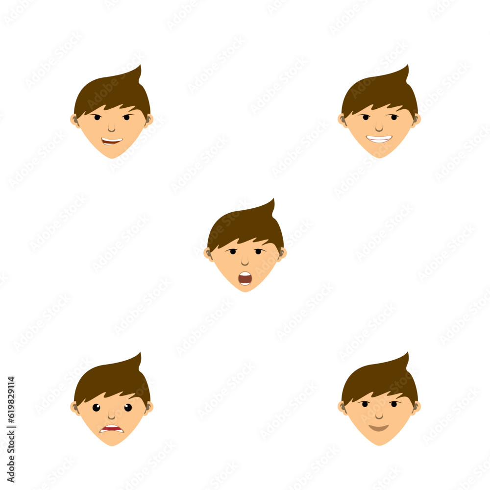 Set of male emoji characters. Cartoon style emotion icons. Isolated asian boys avatars with different facial expressions. Flat illustration men's emotional faces. Set of male emoji characters. Cartoon style emotion icons. Isolated asian boys avatars with different facial expressions. Flat illustration men's emotional faces.