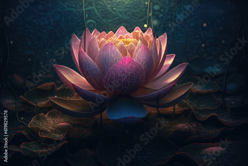 Abstract lotus flower, generative AI 