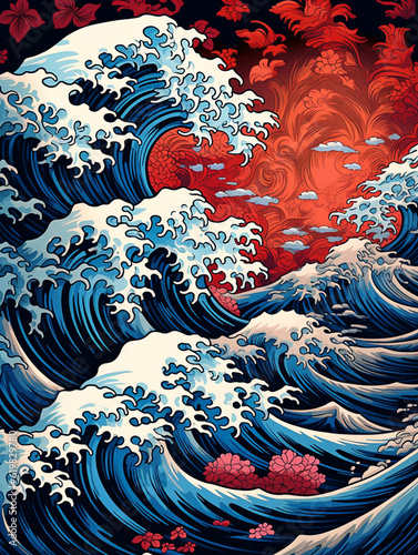 Big sea waves painting