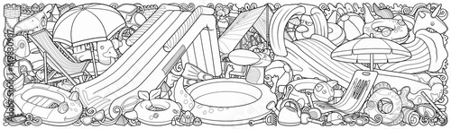 Cartoon cute doodles summer beach children's entertainment illustration.