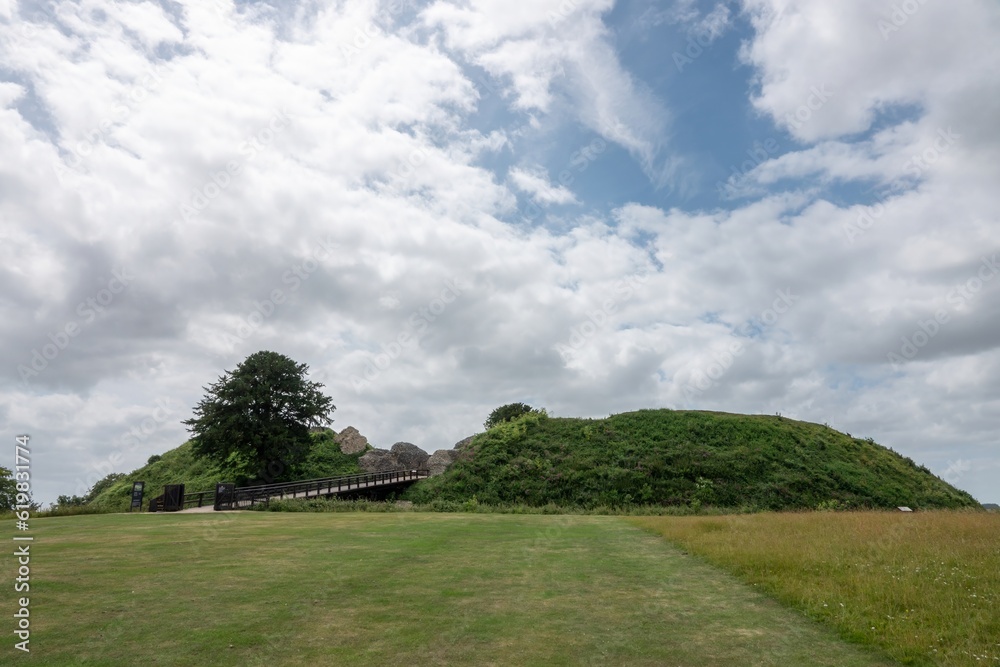 Old Sarum Wiltshire South West England the ruined and deserted site of the earliest settlement of Salisbury