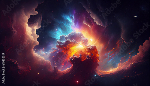 beautiful vivid stary clouds with different colors Generative Ai technology 