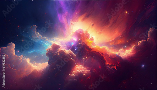 beautiful vivid stary clouds with different colors Generative Ai technology  © Creative artist1