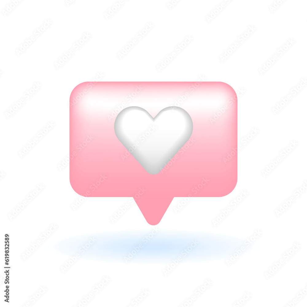 3D Heart Love Romantic Speech Bubble Icon. Marketing Online Shopping Concept. Glossy Glass Plastic Pastel Color. Cute Realistic Cartoon Minimal Style. 3D Render Vector Icon UX UI Isolated Illustration 3D Heart Love Romantic Speech Bubble Icon. Marketing Online Shopping Concept. Glossy Glass Plastic Pastel Color. Cute Realistic Cartoon Minimal Style. 3D Render Vector Icon UX UI Isolated Illustration