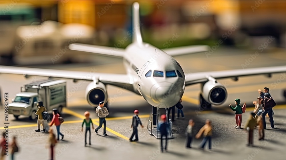 Fototapeta premium 飛行機に搭乗する人々