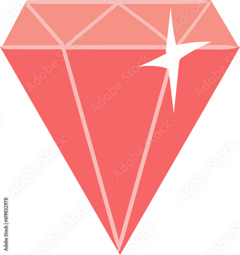 Red diamond icon. Sparkling gem. Wealth symbol