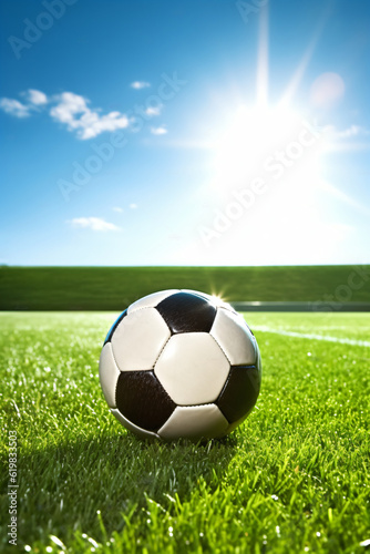 Fußball auf einem Sportplatz mit blauen Himmel und Sonnenschein  © Marc Kunze