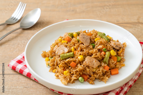 pork fried rice on white plate