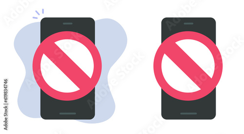 Access restricted blocked on mobile cell phone online icon vector graphic, smartphone unauthorized internet web entry prohibited banned, cellphone forbidden denied digital security sign, danger warn