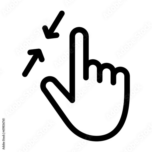 Hand icon. Zoom out icon. Zoom out with fingers. Tablet, smartphone, touch screen zoom out symbol.