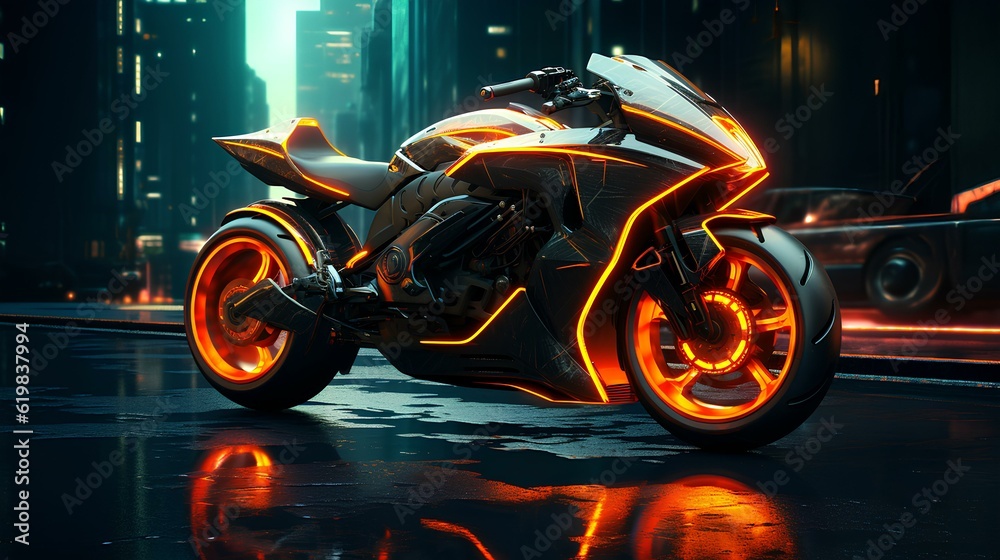 motorcycle model and light Ai generated