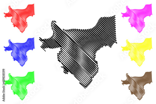 Royal Borough of Greenwich (United Kingdom of Great Britain and Northern Ireland, Ceremonial county and region Greater London, England) map vector illustration, scribble sketch map