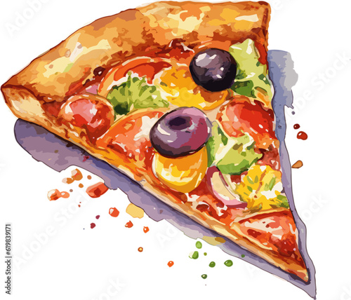 Slice of delicious pizza vector illustration Clipart