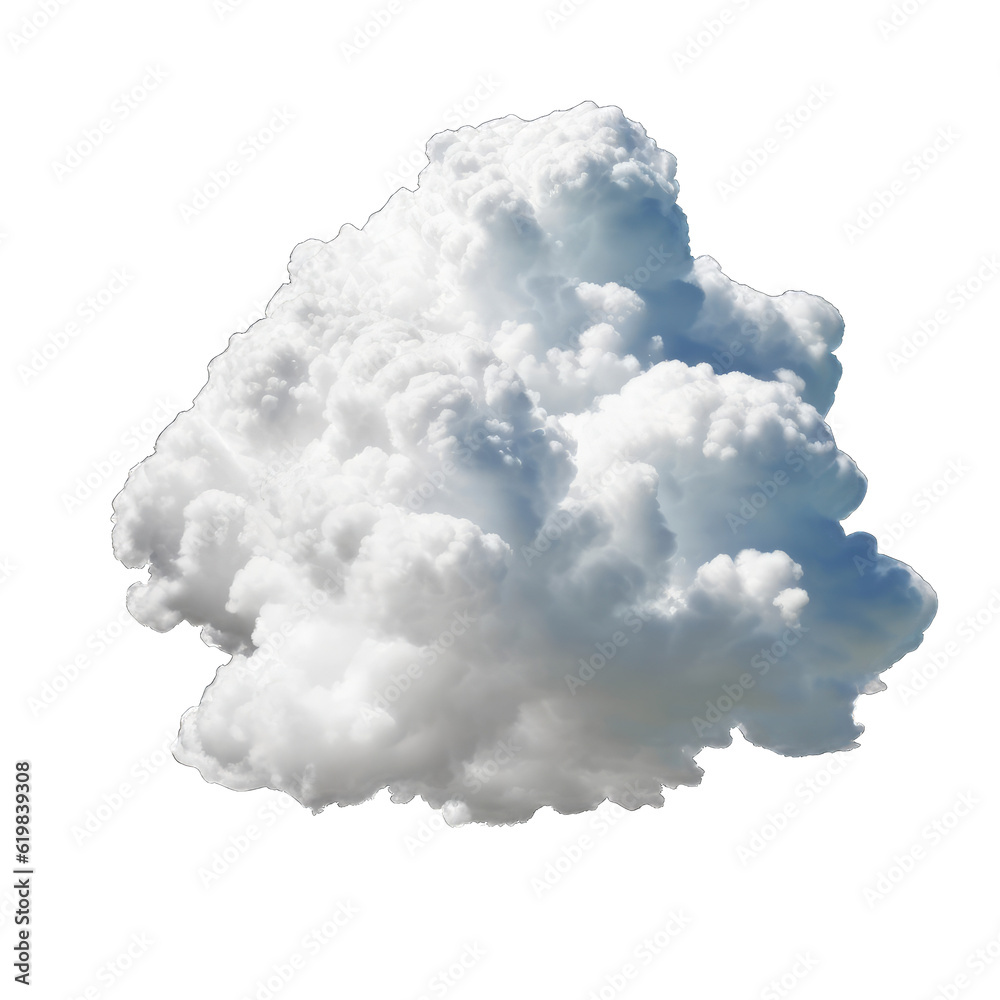 Realistic white fluffy cloud isolated on transparent background