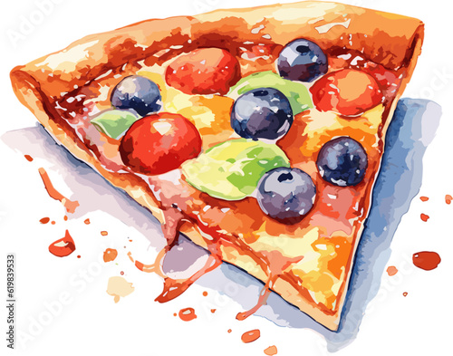 Slice of delicious pizza vector illustration Clipart