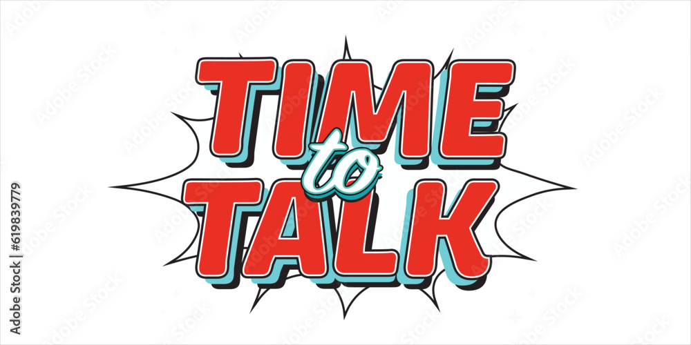 Naklejka premium Editable text effect time to talk comic 3d cartoon style