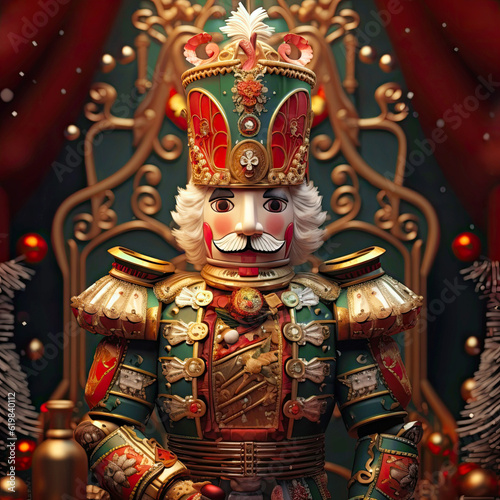 Nutcracker prince. Traditional wooden nutcracker fairytale character who comes to life on Christmas eve. Digital illustration.