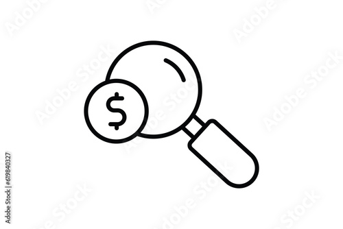 Paid search icon. search icon with dollar money. Line icon style design. Simple vector design editable