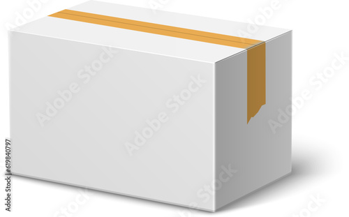 Cardboard box mockup. White blank closed package