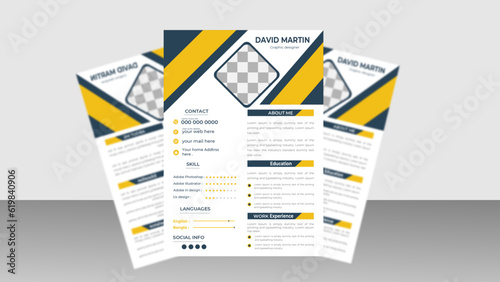 Modern and geometric resume design template for any job . 