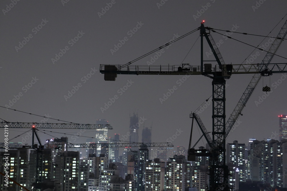 construction site at night