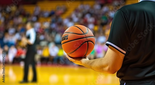 A Basketball Referee Takes Charge in a Thrilling Sports Arena Showdown. Generative AI