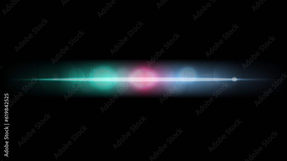 Glowing Laser Beam Light with Blurry Bokeh Effects, Shining on the Black Glowing Laser Beam Light with Blurry Bokeh Effects, Shining on the Black