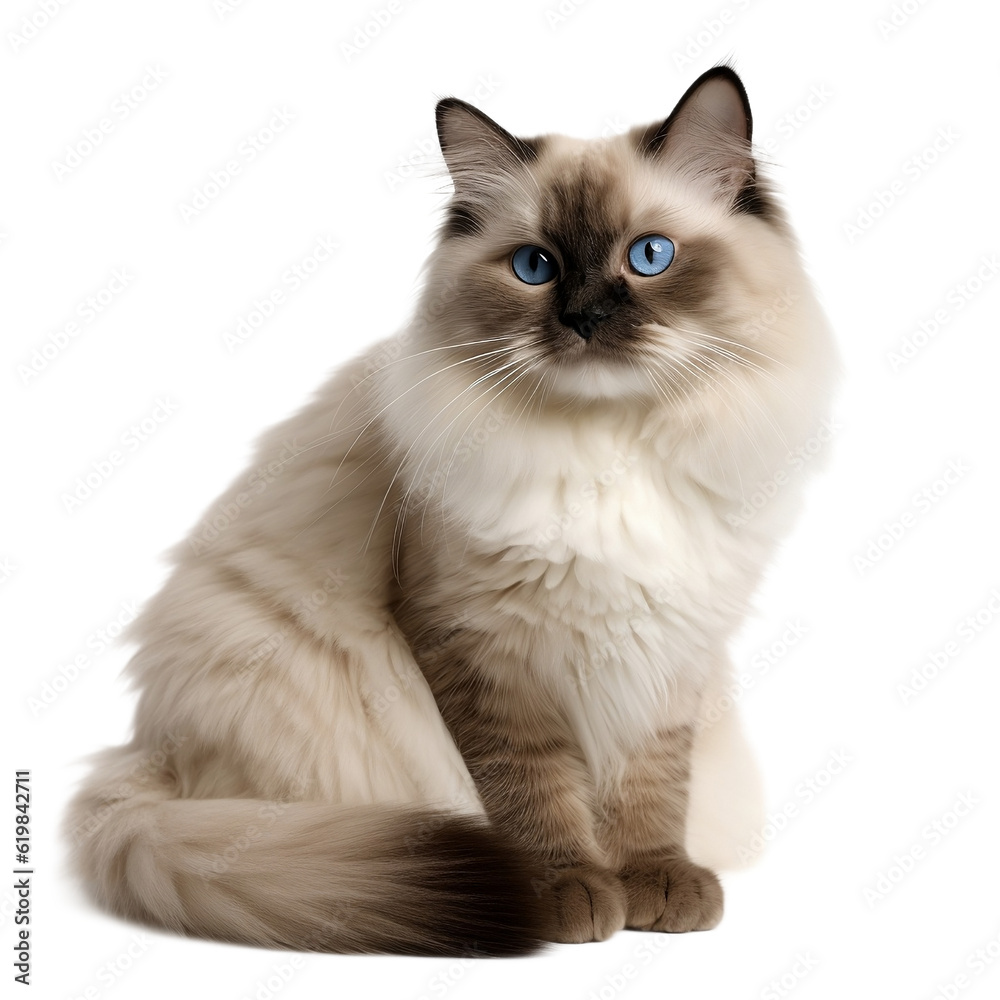 ragdoll cat isolated on transparent background
