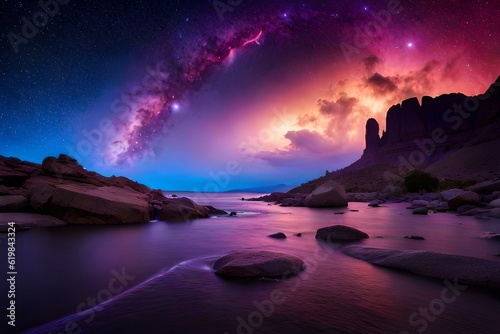 most beautiful spcae  galaxy  milky way wallpaper Generative Ai