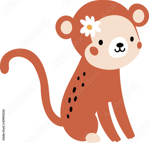 Cute monkey sitting. Safari animal with long tail