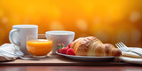 Orange Juice and Fresh Croissants for Breakfast, Generative AI