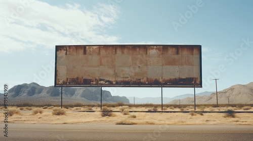 a faded ripped blank billboard in the Arizona desert created by generative AI © Drasen