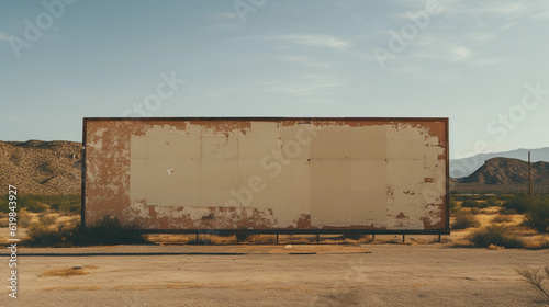 a faded ripped blank billboard in the Arizona desert created by generative AI