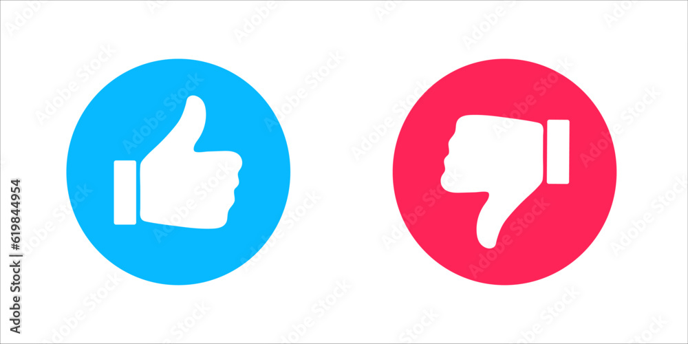 Thumb up or down icon. Ok and bad sign in rainbow style. Positive and ...