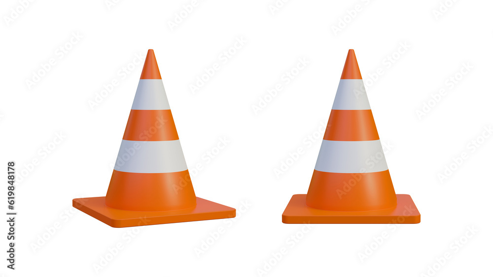 Traffic Cone isolated 3d render, road sign