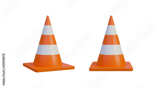 Traffic Cone isolated 3d render, road sign