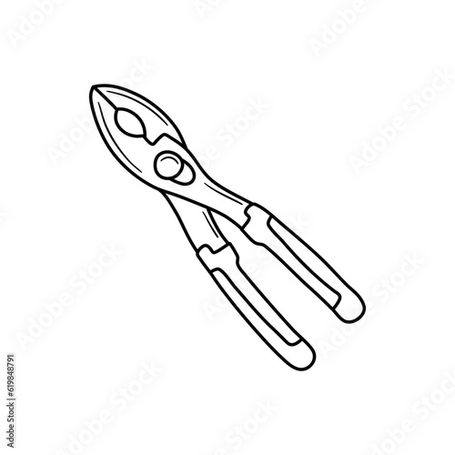Vector illustration of slip join plier in doodle style